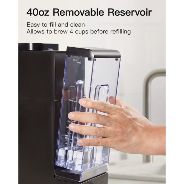Tastyle Single Serve Hot & Iced Coffee Maker with Strong Brew, 40oz Removable Reservoir, 6 Brew Sizes, Compatible with K Cup and Grounds, Compact for Home, Office, RV and Dorm, Black (2.0 Version)